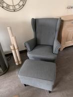 Fauteuil et pouf gris Stranmon, Huis en Inrichting, Ophalen, Zo goed als nieuw, Stof