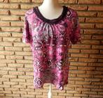 (118) -blouse femme t.42 noire rose - C&A -, Maat 42/44 (L), Ophalen of Verzenden, Zo goed als nieuw, Roze