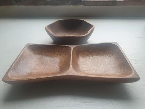 2 houten aperitief schalen (in prima staat), Huis en Inrichting, Woonaccessoires | Schalen en Manden, Zo goed als nieuw, Ophalen of Verzenden