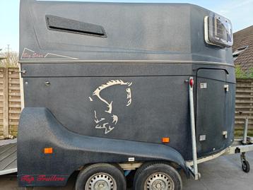Paardenaanhangwagen, Dieren en Toebehoren, Paarden en Pony's | Trailers en Aanhangwagens, Ophalen, Gebruikt, Polyester, 2-paards trailer