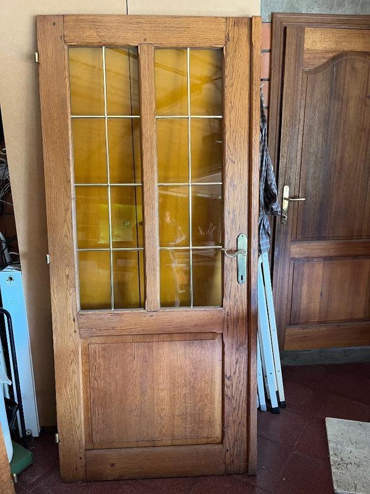 Dubbele massieve eiken binnendeur, Doe-het-zelf en Bouw, Deuren en Vliegenramen, Gebruikt, Binnendeur, 200 tot 215 cm, 120 cm of meer