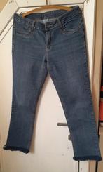 Stretch jeans met rafels aan onderkant large., Ophalen of Verzenden, Zo goed als nieuw, Blauw, W33 - W36 (confectie 42/44)