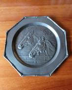 Tinnen bord met paarden, Ophalen of Verzenden