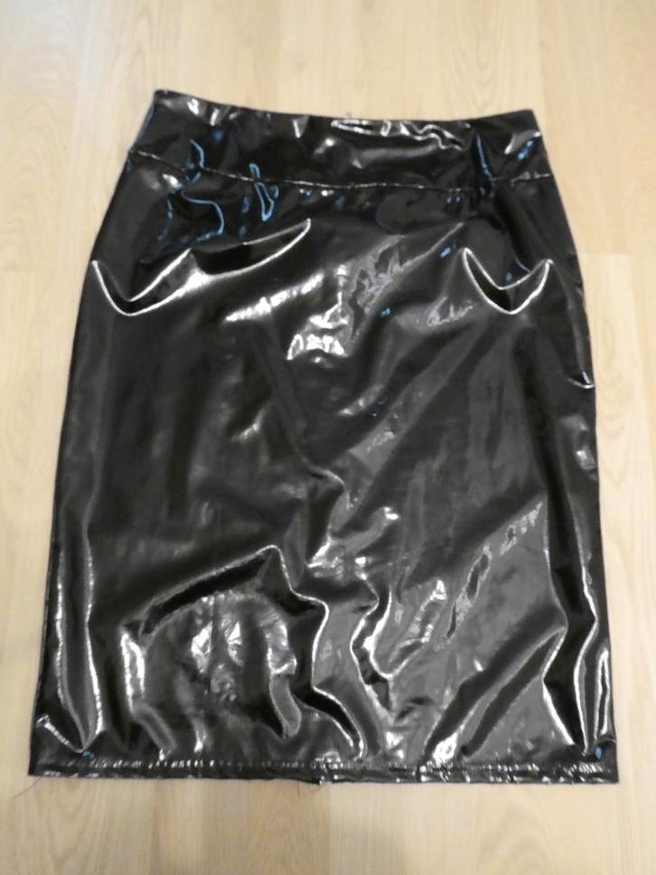 Rok Lak PVC Zwart, Kleding | Dames, Rokken, Zo goed als nieuw, Zwart, Ophalen of Verzenden