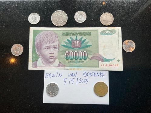 EX-Joegoslavie - zilveren munt, bankbiljet ea munten, Postzegels en Munten, Munten en Bankbiljetten | Verzamelingen, Munten en Bankbiljetten