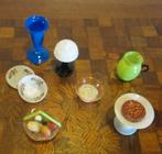 7 st antieke miniatuur glazen tafelaccessoires poppenhuis, Verzenden