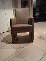 6 bruine lederen zitstoelen, Ophalen, Gebruikt, Bruin, Leer