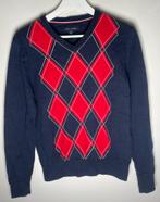 Vneck sweater trui Tommy Hilfiger geruit rood marineblauw XS, Comme neuf, Tommy hilfiger, Taille 46 (S) ou plus petite, Rouge