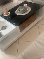 Moderne salontafel in wit / glas met afneembare plateau, 100 à 150 cm, Rectangulaire, Modern, 50 à 100 cm