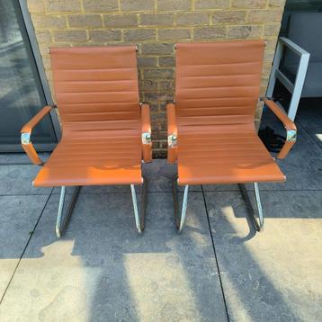 2x Vergaderstoelen Cognac bruin lederlook-TOP!!!, Huis en Inrichting, Ophalen, Twee, Bruin, Nieuw
