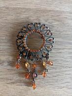 Broche marron / orange, Bijoux, Sacs & Beauté, Comme neuf, Enlèvement ou Envoi, Orange