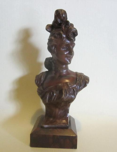 Art nouveau bronzen buste G Van Der Straeten, brons ca 1900, Antiek en Kunst, Kunst | Beelden en Houtsnijwerken, Verzenden