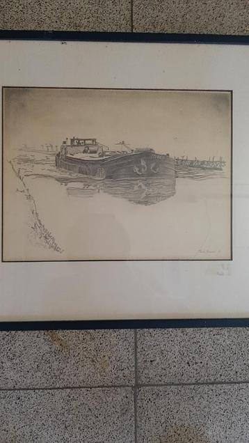 Binnenschip schilderij beschikbaar voor biedingen