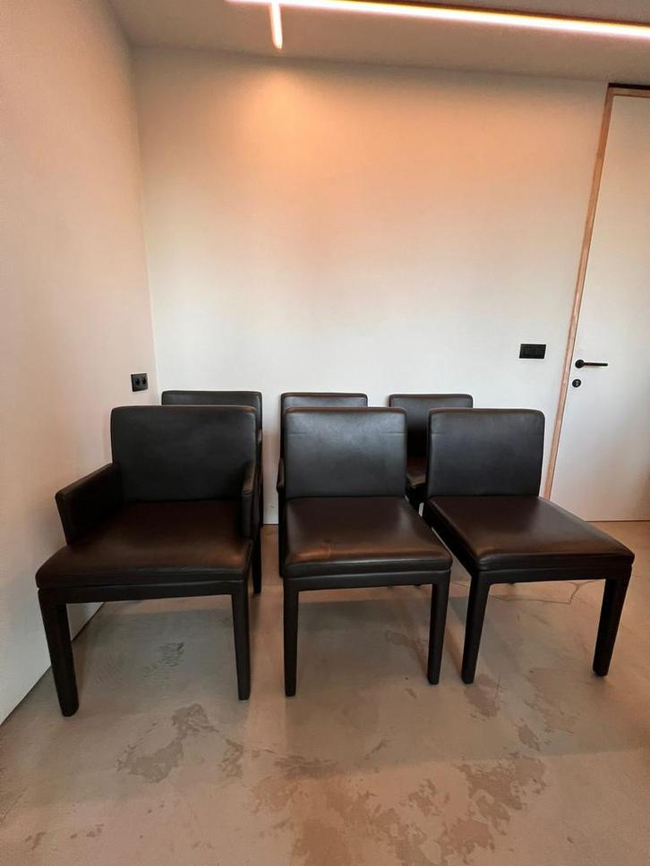 6x lederen hulsta stoelen, Maison & Meubles, Chaises, Comme neuf, Une, Bois, Enlèvement