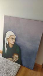 Canvas vrouw met kind orgineel getekend  handwerk, Huis en Inrichting, Woonaccessoires | Schilderijen, Tekeningen en Foto's, Ophalen