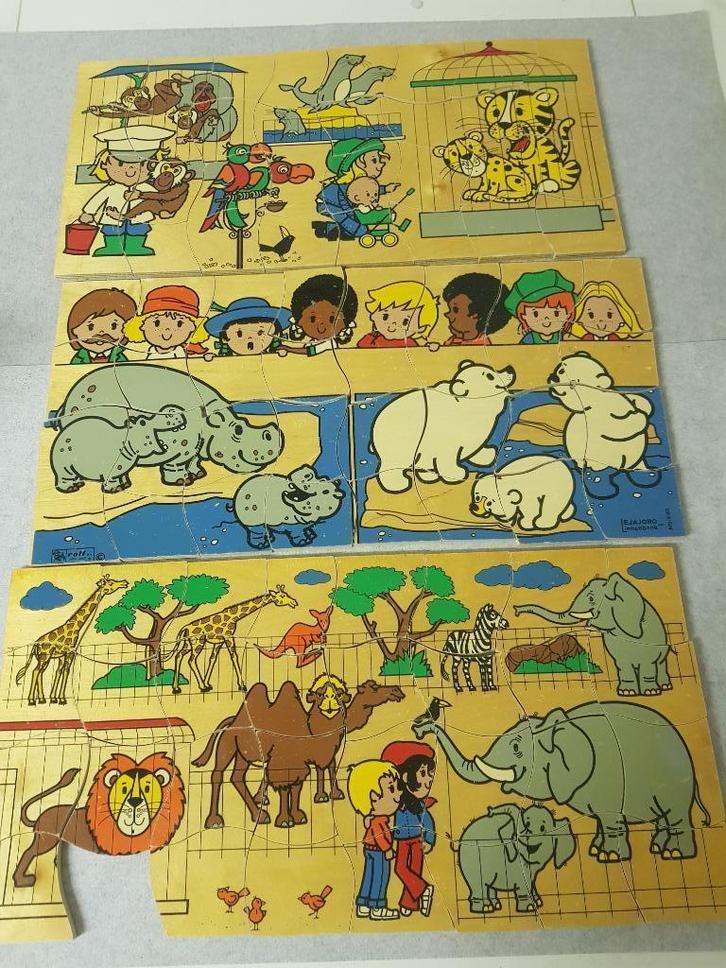 3 houten vintage puzzels Rolf Holland, Kinderen en Baby's, Speelgoed | Houten speelgoed, Ophalen of Verzenden