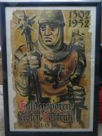 Oude affiche Kortrijk Guldensporen feesten 1952, Antiek en Kunst, Ophalen
