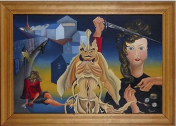 huile sur panneau La dépravation signe gerard marie rose beschikbaar voor biedingen