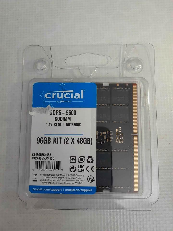 Crucial DDR5 5600 96 Gb laptopkit (48 Gb2) RAM, Computers en Software, RAM geheugen, Nieuw, Laptop, DDR5, Ophalen