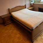 eiken slaapkamer compleet met lattenbodem en kasten, Ophalen, Zuiver eik, Gebruikt, Tweepersoons