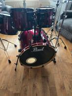 Pearl exportbatterij met alle poten en bordeauxrode covers, Muziek en Instrumenten, Drumstellen en Slagwerk, Ophalen, Zo goed als nieuw