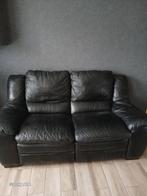 Zwarte zetel leer 2 personen., Huis en Inrichting, Ophalen, Gebruikt, Tweepersoons, Leer