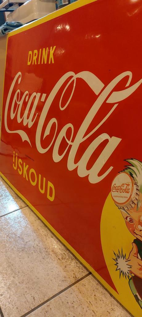 Grote email Coca Cola 1955 TOP  staat., Verzamelen, Merken en Reclamevoorwerpen, Gebruikt, Reclamebord, Ophalen