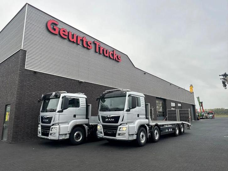 MAN TGS 35.470 8X2 OPRIJWAGEN/MACHINE TRANSPORTER/PLATEAU/, Auto's, Vrachtwagens, MAN, Diesel, Euro 6, Automaat, Zilver of Grijs