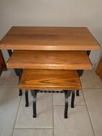tables d'appoint en chêne et fer forgé, Comme neuf, 45 à 60 cm, Rectangulaire, Bois