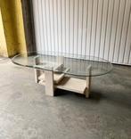 Travertijn en glazen tafel van Willy Ballez, jaren 70, Ophalen