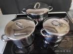 Lot de 3 casseroles en inox, Ophalen, Inox, Gebruikt, Keramische plaat