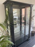 Vitrinekast met glazen wanden/legboorden - glaslauw hout, Ophalen, 100 tot 150 cm, Glas, Griekse elementen