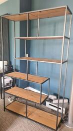 boekenrek metaal met hout modern 114x185, Ophalen, Met plank(en), 100 tot 150 cm, Zo goed als nieuw