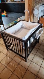 Parc pour bébé noir avec matelas, cadre, sac de rangement et, Enlèvement ou Envoi, Comme neuf, Rond