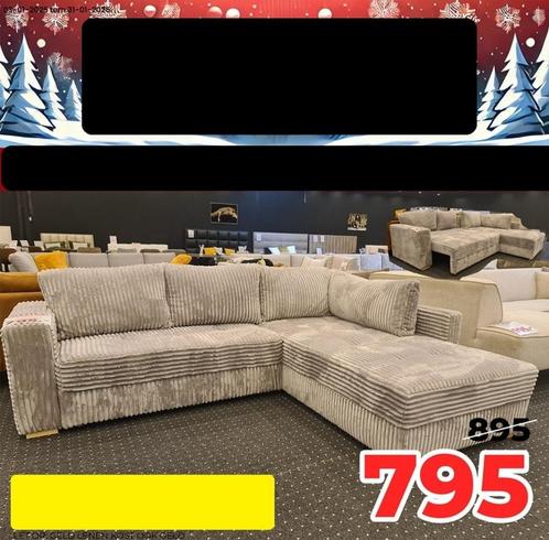 DQ Solden Hoeksalon in taupe stof met slaapfunctie +Levering, Huis en Inrichting, Fauteuils, Nieuw, Stof, Ophalen of Verzenden