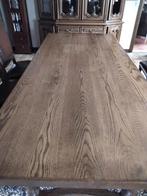 Massief eiken tafel met 6 lederen design stoelen., Ophalen