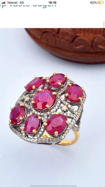 gouden ring en armband met robijnen en briljanten beschikbaar voor biedingen