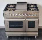 ☘️️Luxe Fornuis Boretti 90 cm rvs 5 pits Frytop 2 ovens, Elektronische apparatuur, 60 cm of meer, 5 kookzones of meer, Vrijstaand