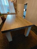 Eettafel met grijs tafelblad en wit onderstel, Huis en Inrichting, Ophalen, Gebruikt, 100 tot 150 cm, 200 cm of meer