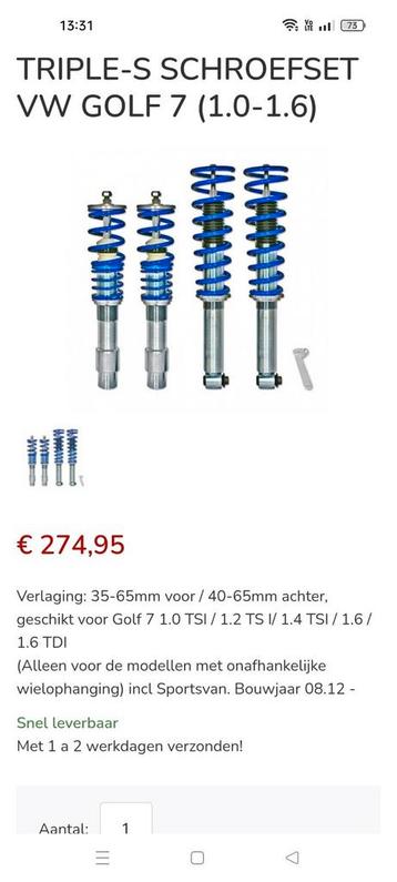 Schroefsets/ verlaging VW golf mk7 beschikbaar voor biedingen