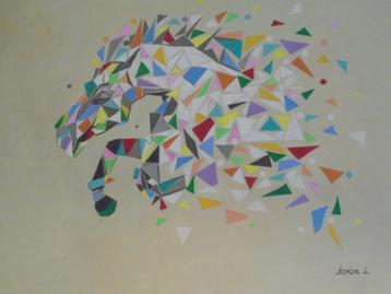 olieschilderij popart rennend paard (60x80) beschikbaar voor biedingen