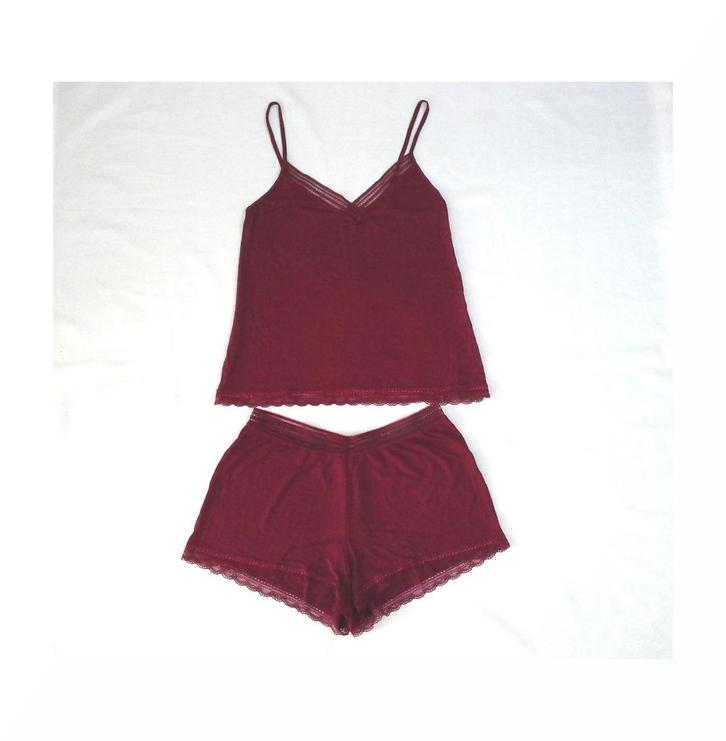 Pyjama short d'été rouge bordeaux - Taille estimée: 38, Kleding | Dames, Pyjama's, Gedragen, Ophalen of Verzenden
