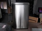 Poubelle rectangulaire argenté à fermeture douce 40 L BASICS, Ophalen, Inox, Gebruikt, Met pedaal