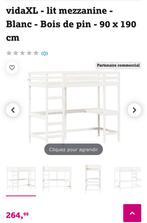 Lit mezzanine gris 1 personne, Ophalen, Zo goed als nieuw, Hoogslaper