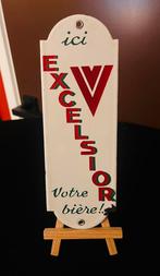 Emaille reclamebord deurpostje Ici Excelsior Votre Biere, Verzamelen, Merken en Reclamevoorwerpen, Reclamebord, Ophalen of Verzenden