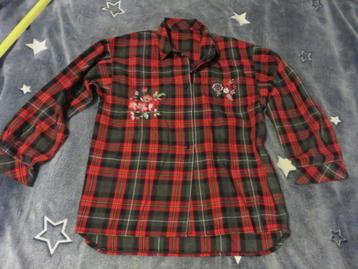 Kinder blouse / hemd - Maat 134 - zwart/ rood - overhemd beschikbaar voor biedingen