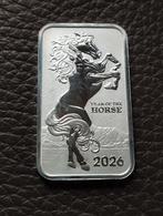1oz .999 zilver Perth Mint Rectangle Lunar Horse, Enlèvement ou Envoi, Monnaie en vrac, Argent