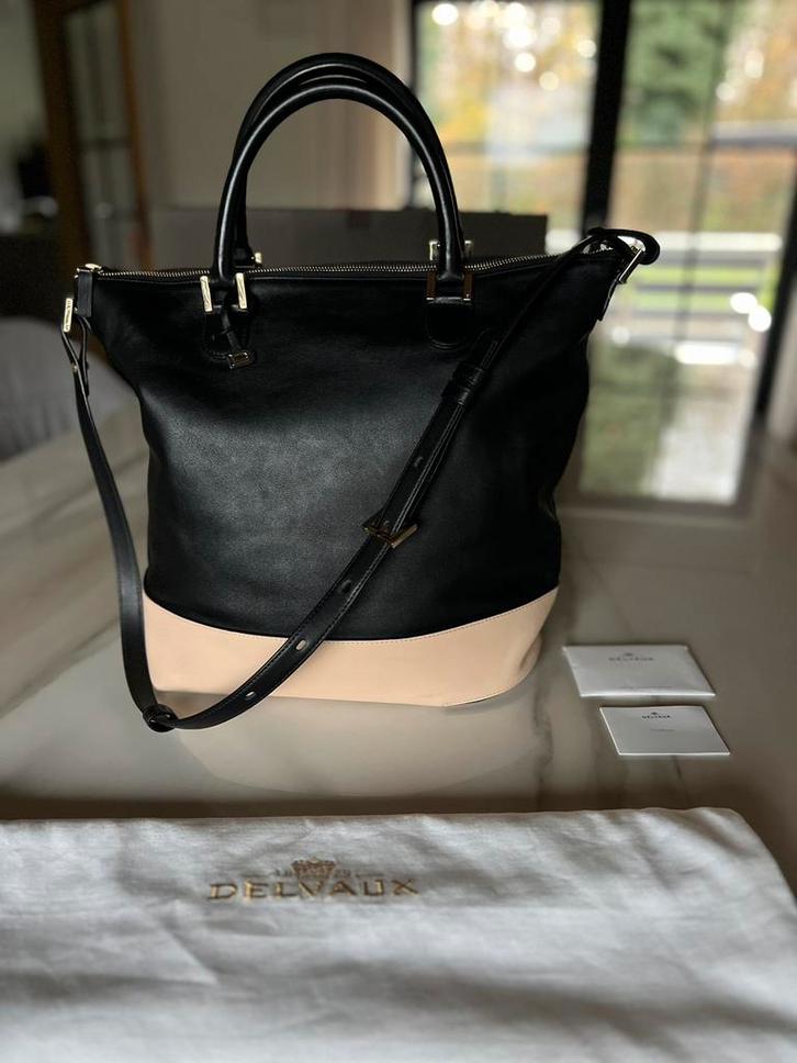 Delvaux handtas Every D tote Allure Bicolore + certificaat, Handtassen en Accessoires, Tassen | Damestassen, Handtas, Zwart, Ophalen