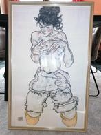 Egon Schiele, Femme à demi nue agenouillée (1917), 75 cm ou plus, Enlèvement, Utilisé, 50 à 75 cm