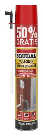 Mousse PU Soudal 500+250 ml - État neuf - jamais utilisé, Isolation de sol, Enlèvement ou Envoi, 8 à 12 cm, Moins de 5 m²